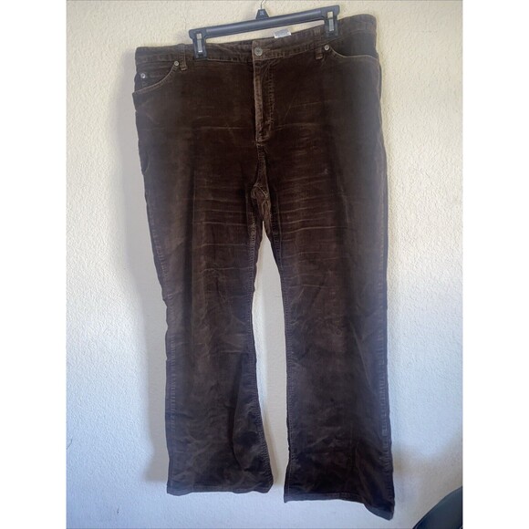 Eddie Bauer Corduroy Pants Wide Leg Baggy Flare 18 brown Hippie y2k 90s - Picture 1 of 7